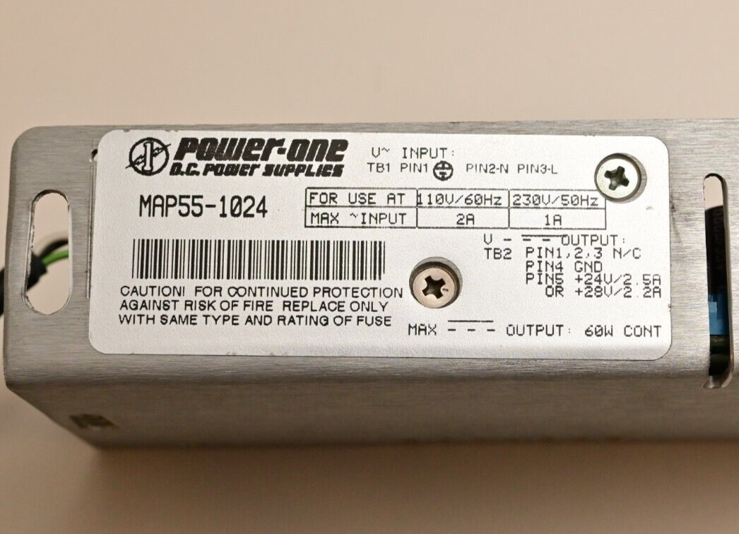 Power-One MAP55-1024 60W DC Power Supply 24VDC@2.5A 28VDC@2.2A 110/230VAC