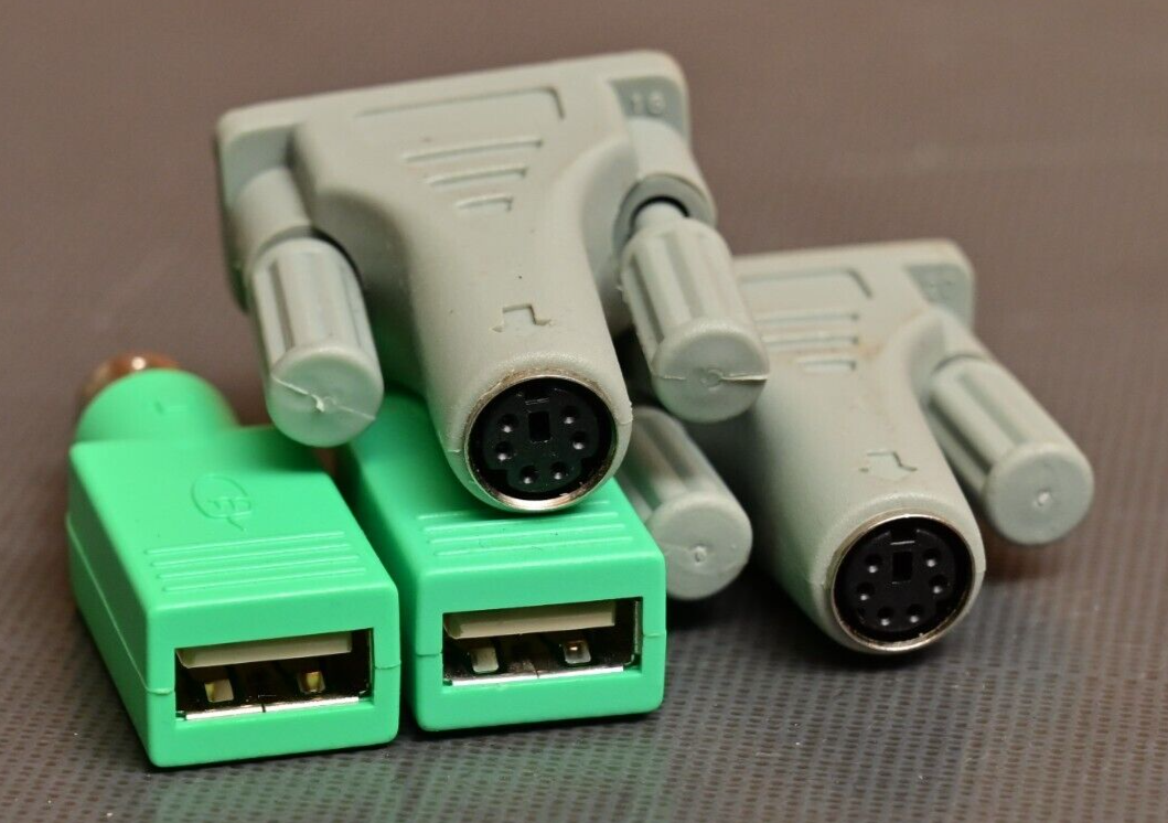 QTY 4 PS/2 Adapters USB DB9/Serial Vintage PC