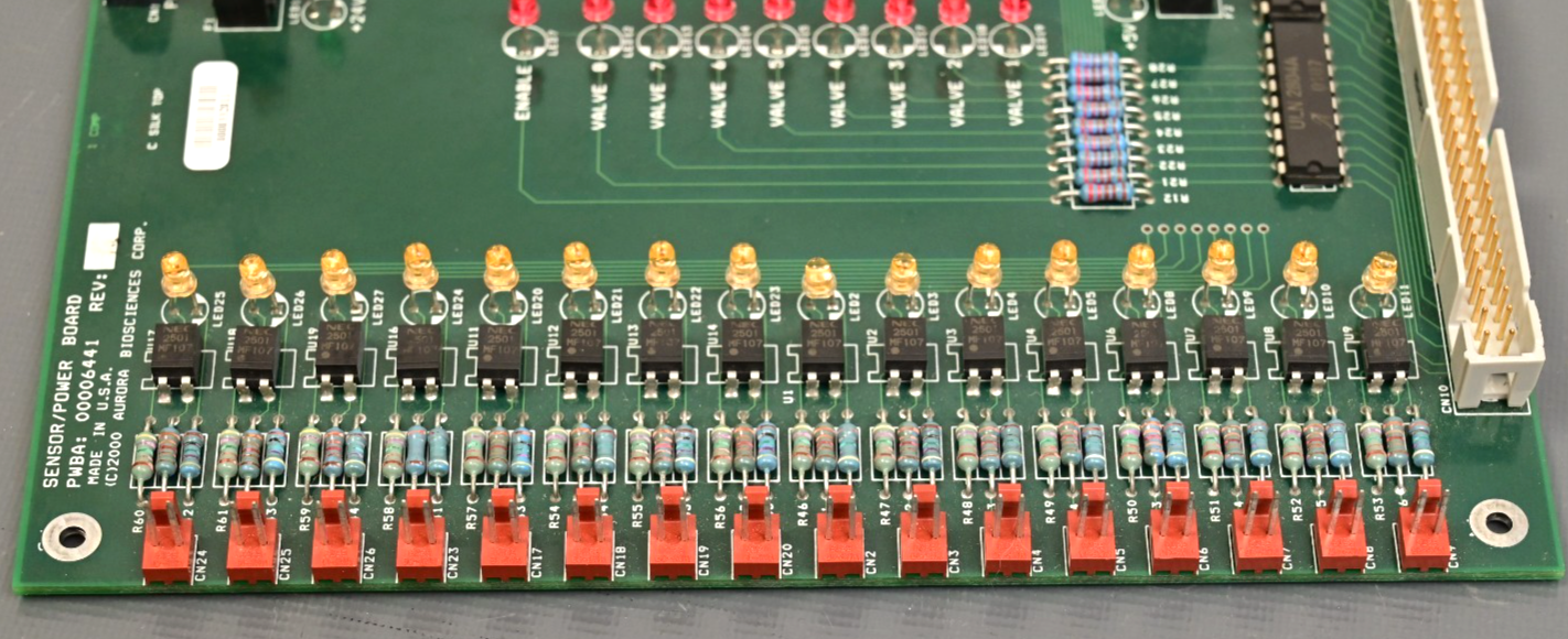 Aurora Biosciences Sensor/Power Board QTY w/ 16 NEC 2501 Optocouplers I/O Board