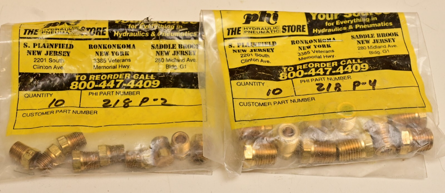 Lot of 19 Parker Brass Plugs Pipe Fittings 218P-2 218P-4 PHI