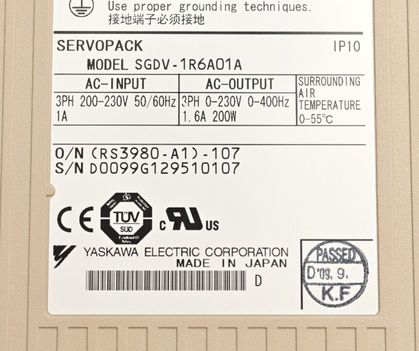 Yaskawa Servopack 200W AC Servo Drive SGDV-1R6A01A 3-Phase Servo Pack Japan