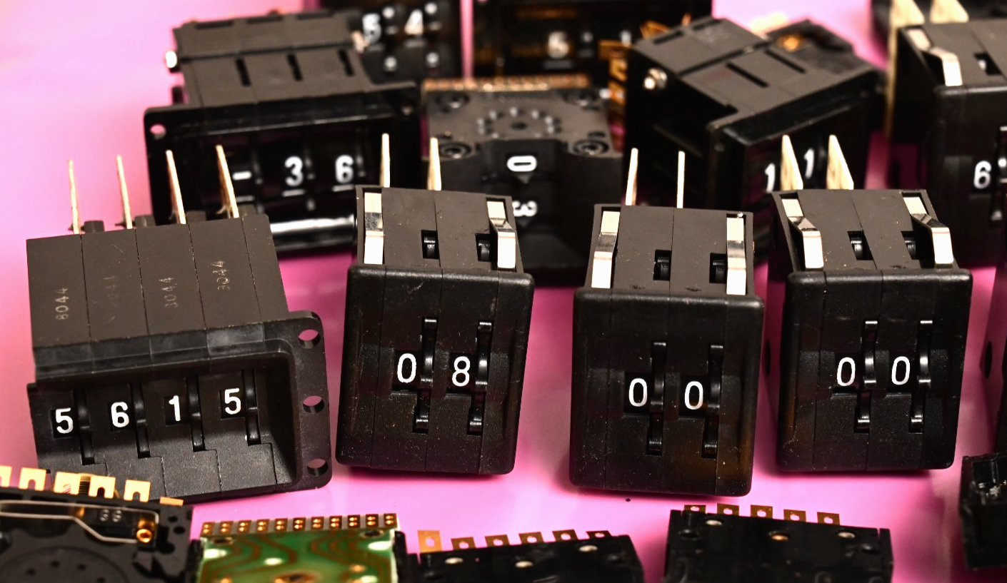 Huge 1.2 lb Lot of Vintage Rotary Thumbwheel Switches Unimax C&K BCD 1980s ICs