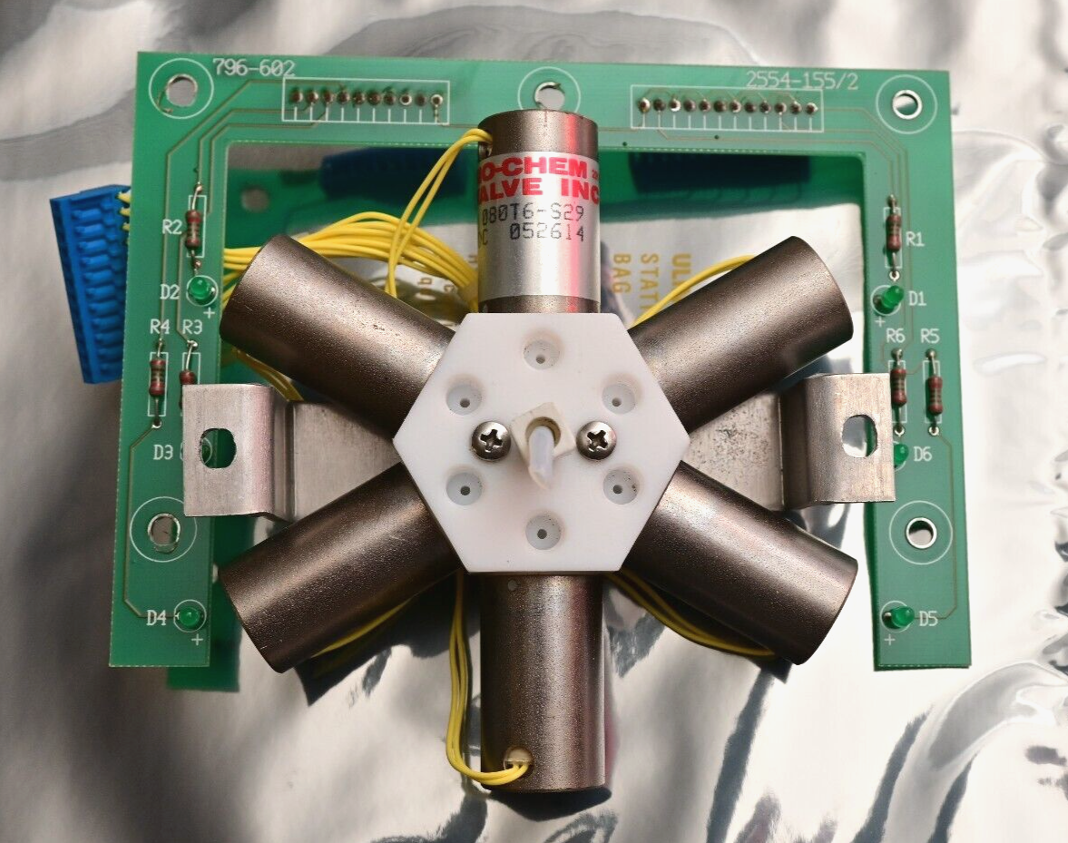 6-Channel HPLC Solenoid Valve Assembly Bio-Chem 080T60-S29 24VDC w/ LED Board