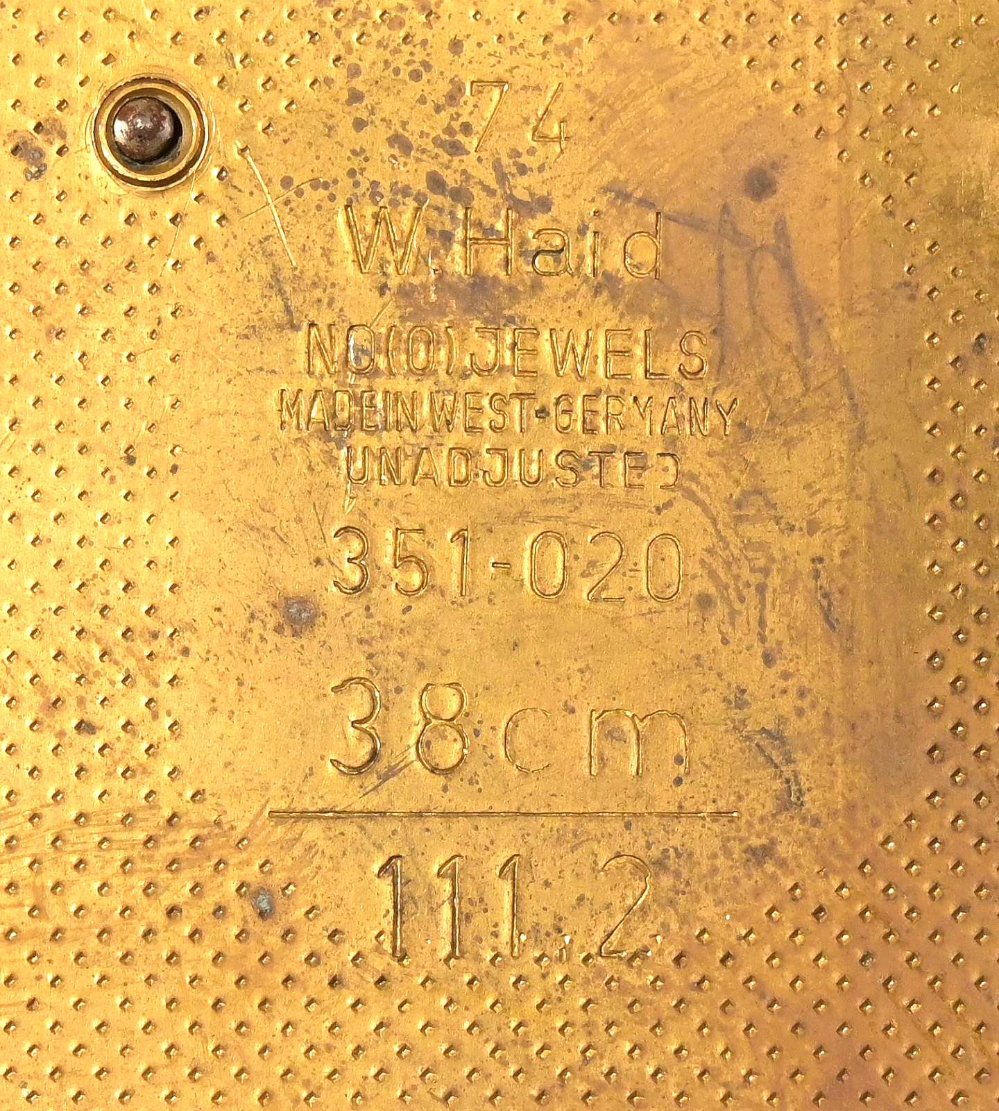 W. Haid 74 Clock Movement Germany Antique Brass Parts/Repair 2.5lbs