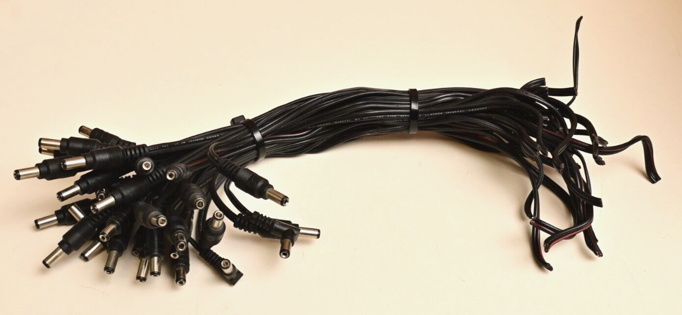 Lot of 29 Coaxial Barrel Style Power Connectors w/ 18AWG Cable Pigtail Various