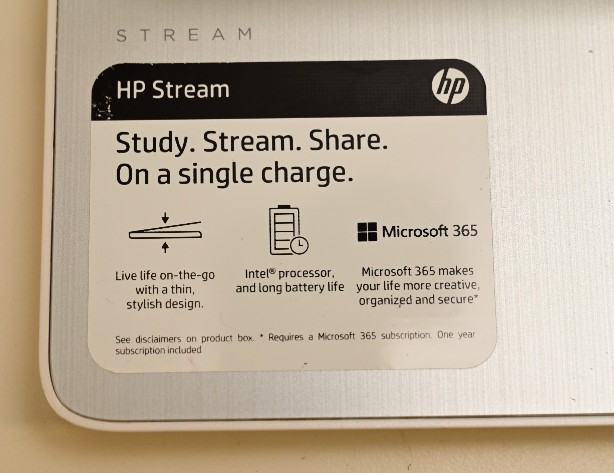 HP Stream Laptop Intel Celeron N4020 4GB RAM P/N 11-ak0035nr Windows