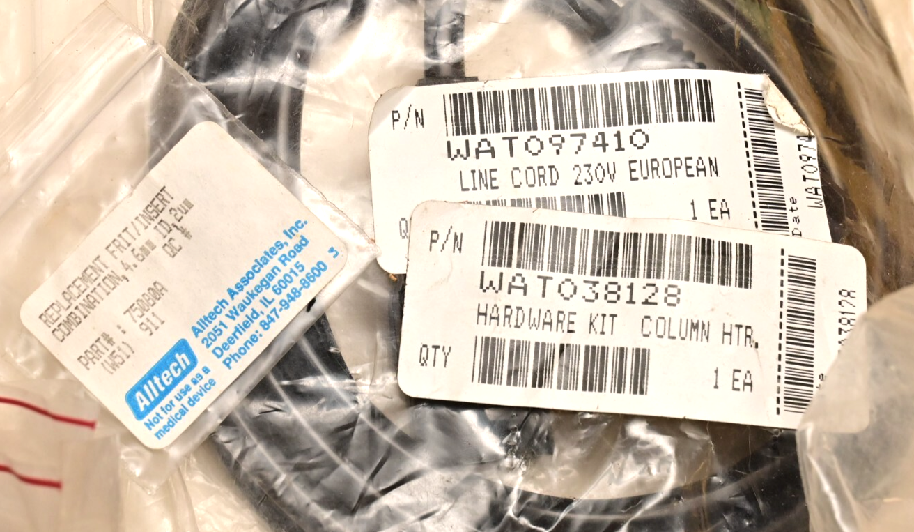 Waters HPLC Spares NOS Cables Fuses Fittings Column Heater Gene Codes SW Keys