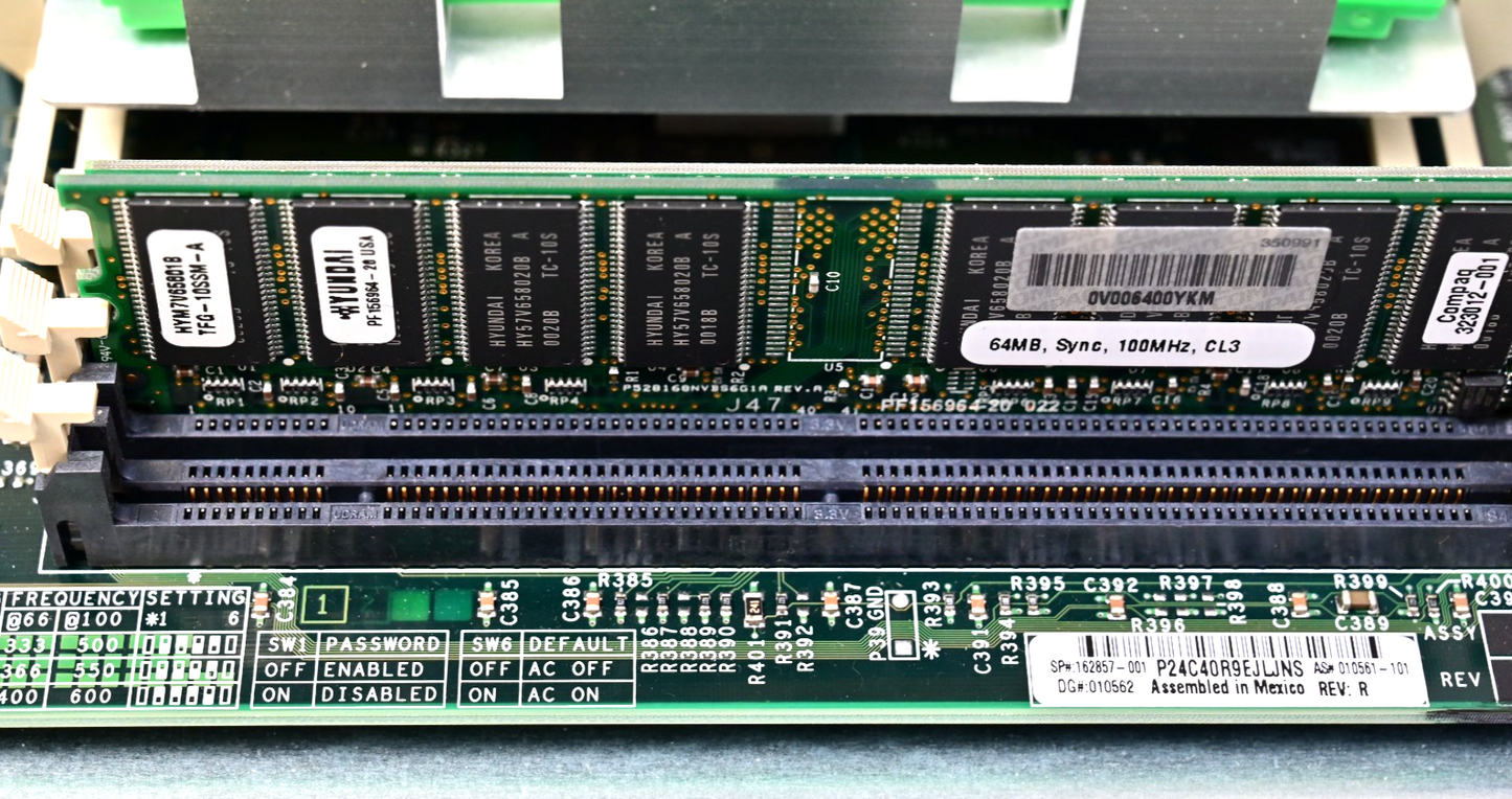 Vintage Compaq Deskpro P3/600 Motherboard w/ RAM ~1999/2000 Tested 010561-101
