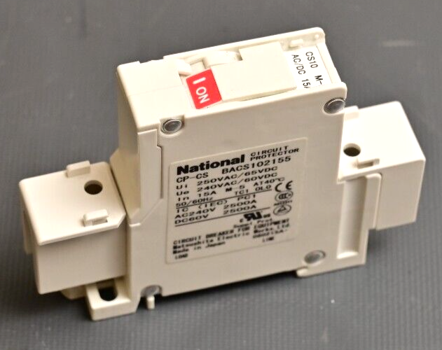 National AC/DC Circuit Breaker 15A 240VAC 60VDC DIN Rail Mount CP-CS BACS102155