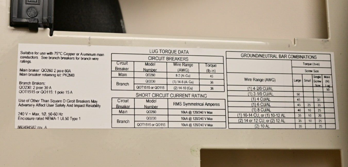 Commscope Telecom AC Power Panel ACPP-120/240-60-WM-06-N-S-GF Square-D Breakers