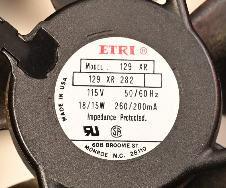 ETRI Model 129 XR Fan 115V AC Vintage Tested