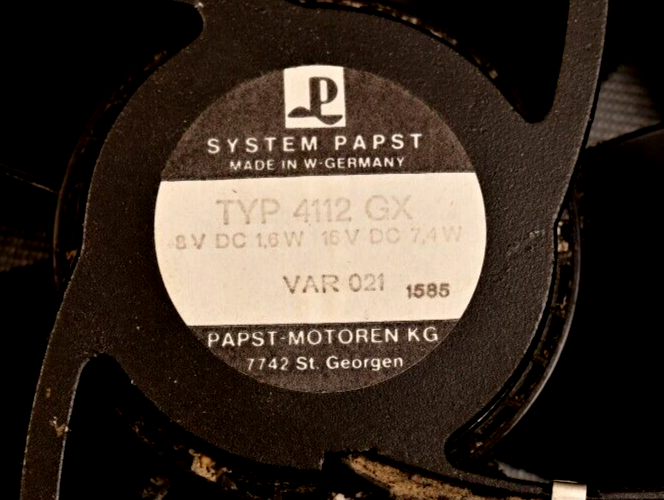 Vintage HP 9000/236 PC Fan Assembly PAPST TYP 4112 GX 8V 1.6W 16V 7.4W 1985