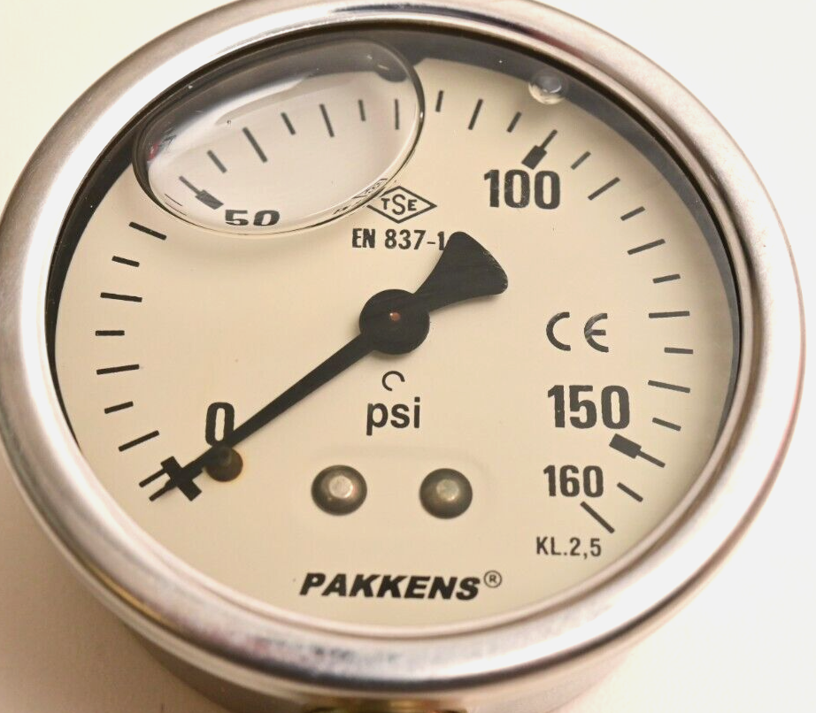 PAKKENS 160 PSI (11 bar) Oil-Filled Bourdon Tube Pressure Gauge TSE EN 837-1