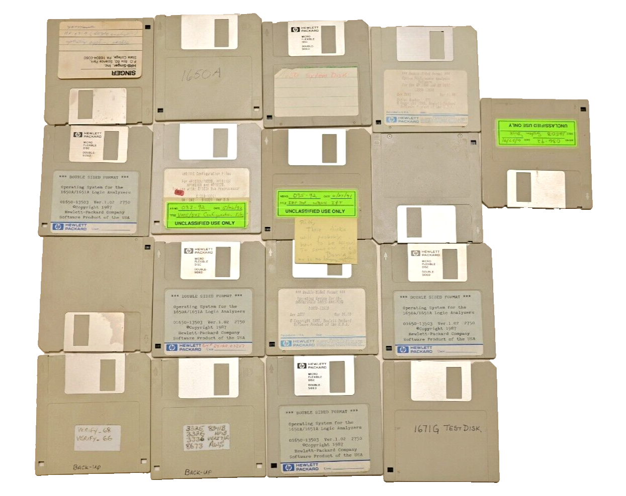 Lot 17 Vintage 3.5" Floppy Disks HP 1650A/1651A 1671G VME/VXI Config Test Files
