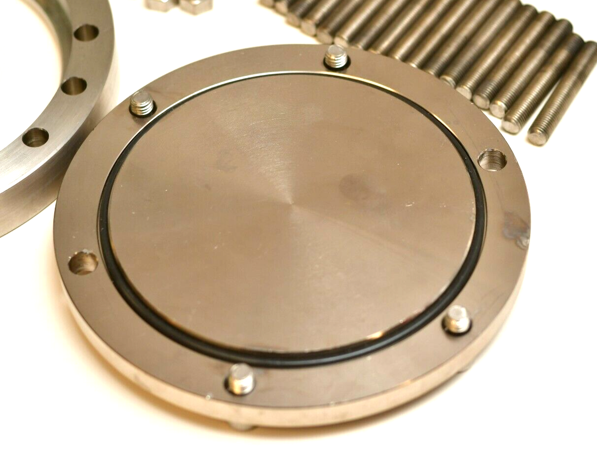 High Vacuum Port Cover & 2-pc Conflat Flange w/ Hardware 120mm Stainless Chamber