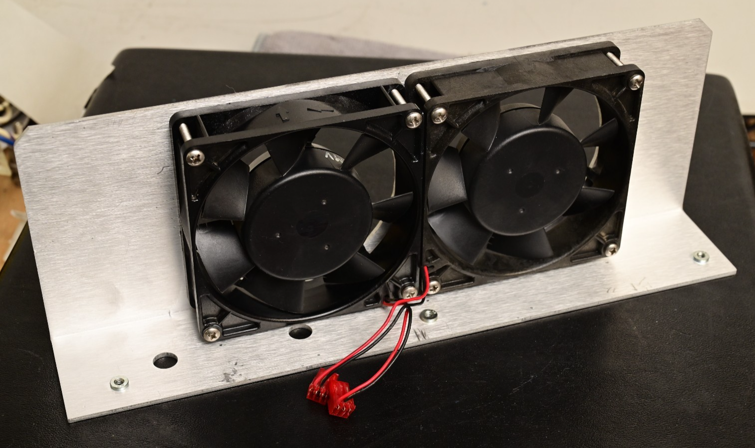 QTY 2 Comair Rotron Flight II DC Fans 12V 3.7W Mounted to Aluminum Bracket