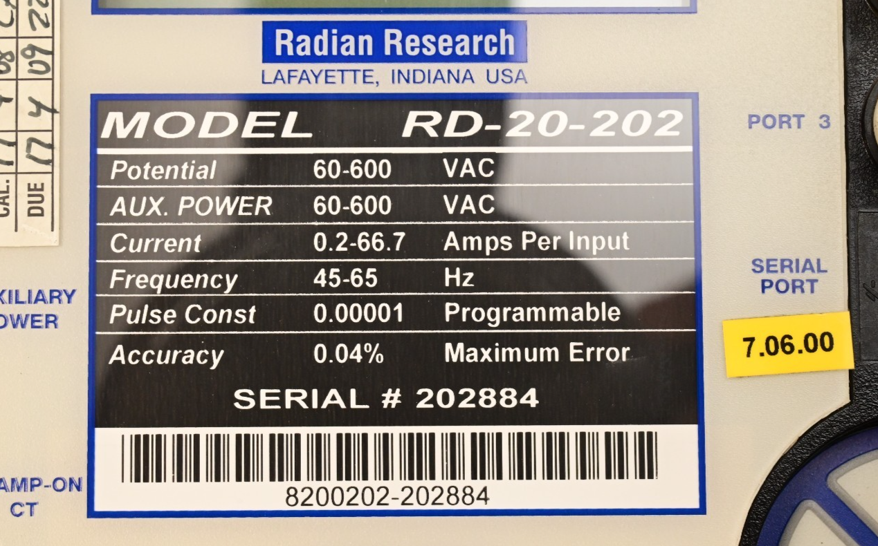 Radian Research RD-20-202 Dytronic Portable Single-Phase Reference Standard