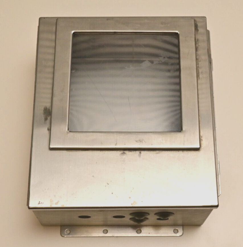 Hoffman Stainless J Box 14"x 12"x6" Continuous Hinge w/ Window A-1412CHNFSS/SPL