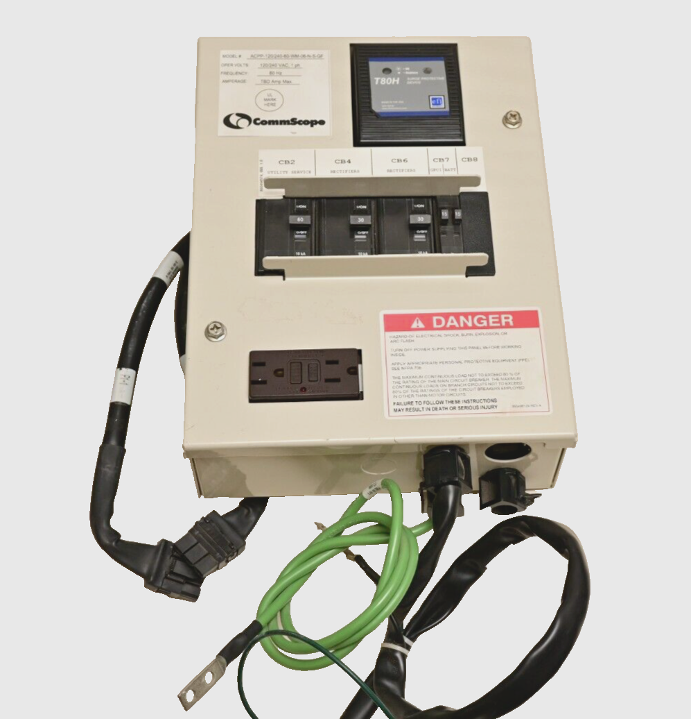 Commscope Telecom AC Power Panel ACPP-120/240-60-WM-06-N-S-GF Square-D Breakers