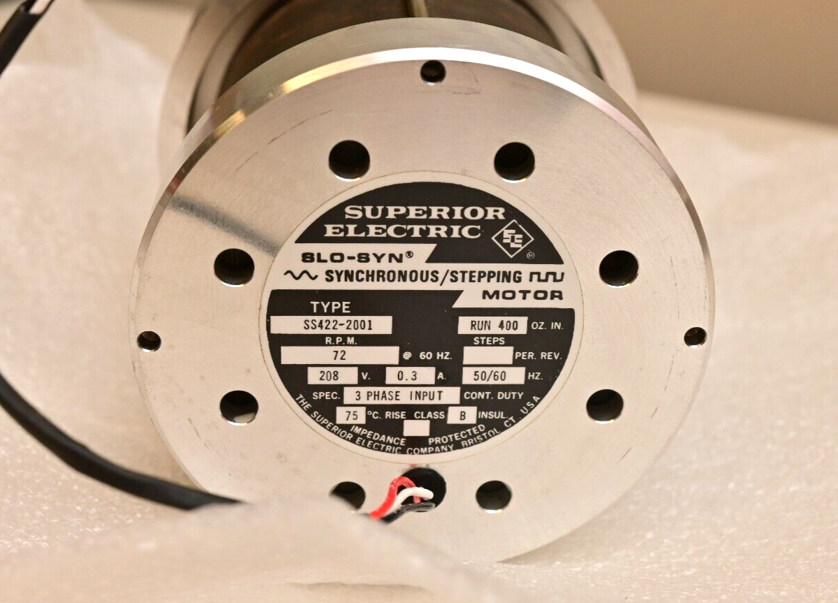 Superior Electric Slo-Syn Synchronous Stepping Motor SS422-2001 72RPM 208V 3Ph
