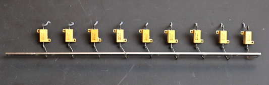 Lot of 9 DALE RH-10 Wire Wound Metal Power Resistors 2Ω 2 Ohm 1% 10W w/ Bus Bar