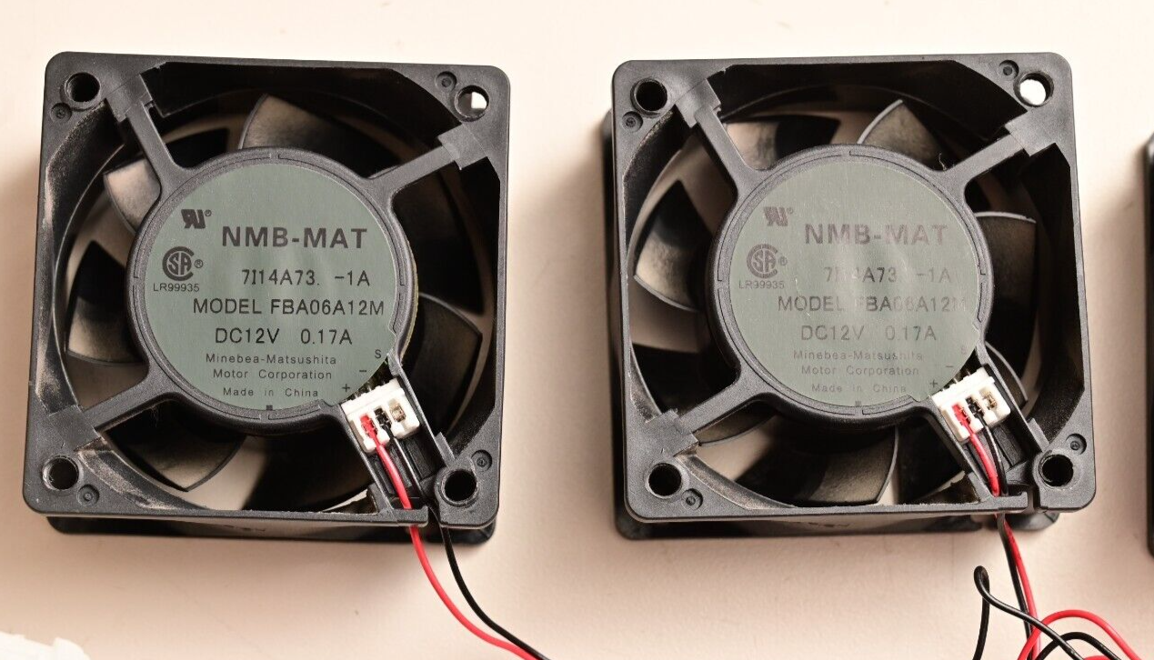 QTY 4 NMB-MAT 12V DC Fans Wired in Parallel 12V@0.17A FBA06A12M 60mm w/ Grilles