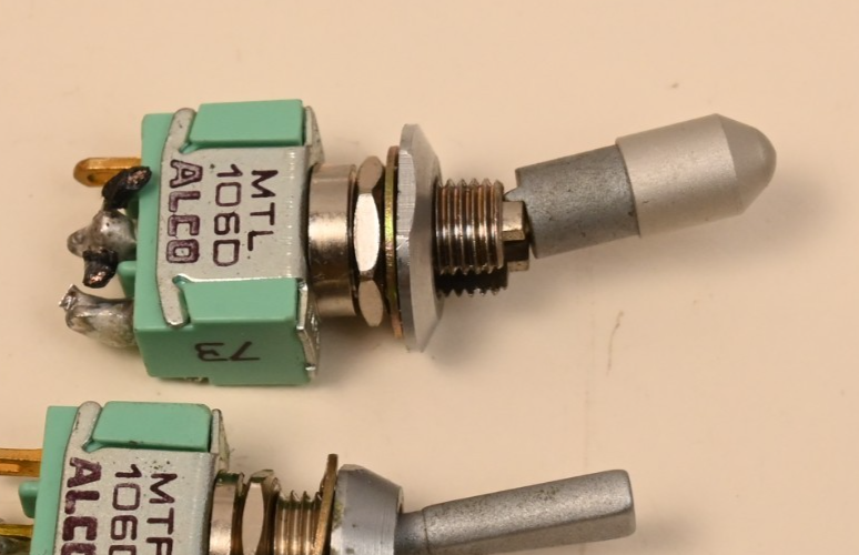 Lot of 7 Vintage ALCO Japan MTF 106D 106E Toggle Switches Used Pulls Aluminum