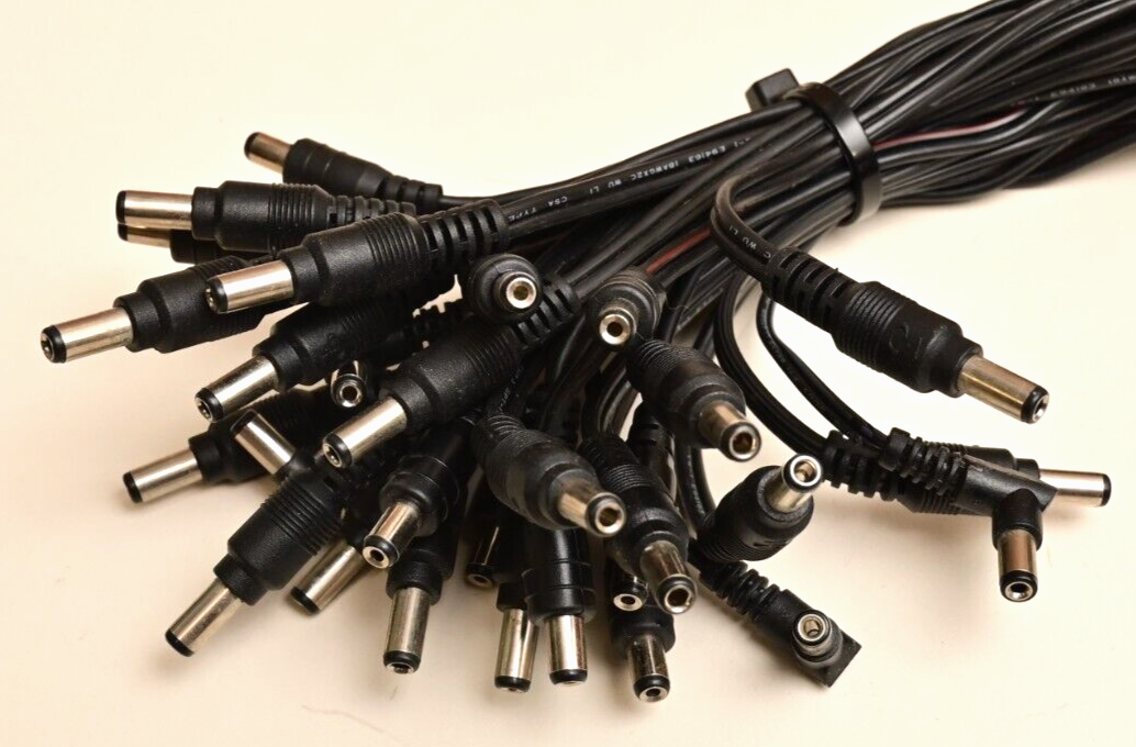 Lot of 29 Coaxial Barrel Style Power Connectors w/ 18AWG Cable Pigtail Various