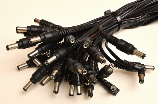 Lot of 29 Coaxial Barrel Style Power Connectors w/ 18AWG Cable Pigtail Various