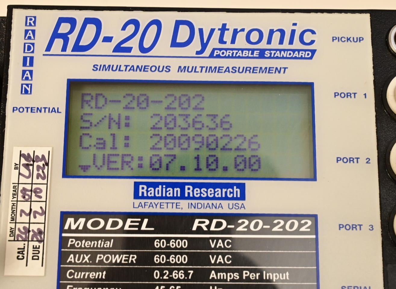 Radian Research RD-20-202 Dytronic Portable Single-Phase Reference Standard