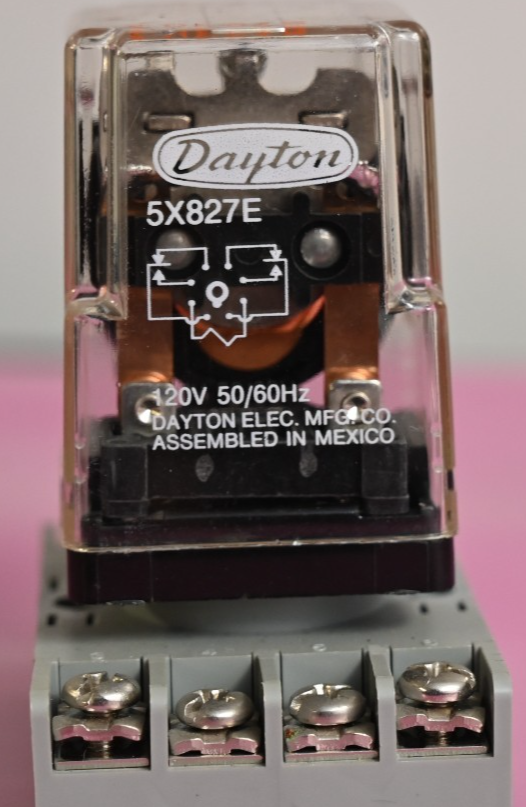 Dayton 5X827E Relay w/ 5X852E Relay Base DIN Rail 120V 12A 250V 10A