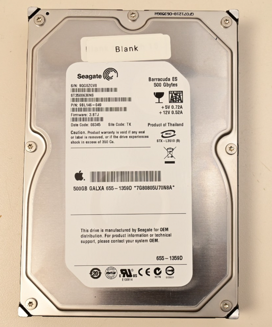 Seagate Barracuda ES Apple Mac 3.5" Hard Drive 500GB 9BL146-049 SMART GOOD