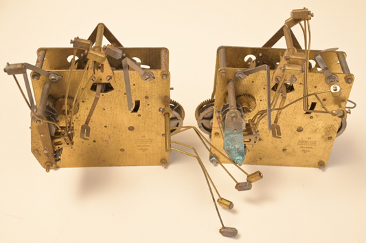 Lot of 2 Ridgeway 81 Clock Movements Antique Brass Parts/Repair Gravely Furn