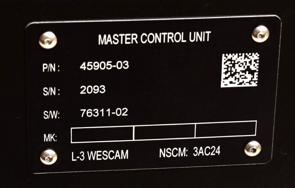 L-3 WESCAM MX-20 Master Control Unit P/N 45905-03 w/ Cert 2369 Hours Travel Case