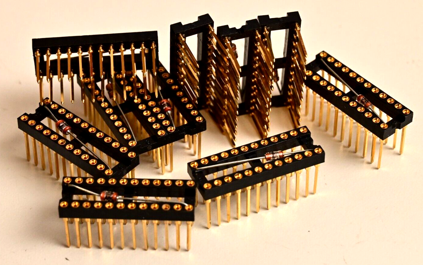 Lot of 10 24-Pin DIP IC Socket Machined Gold Plated w/ Protection Diode NOS