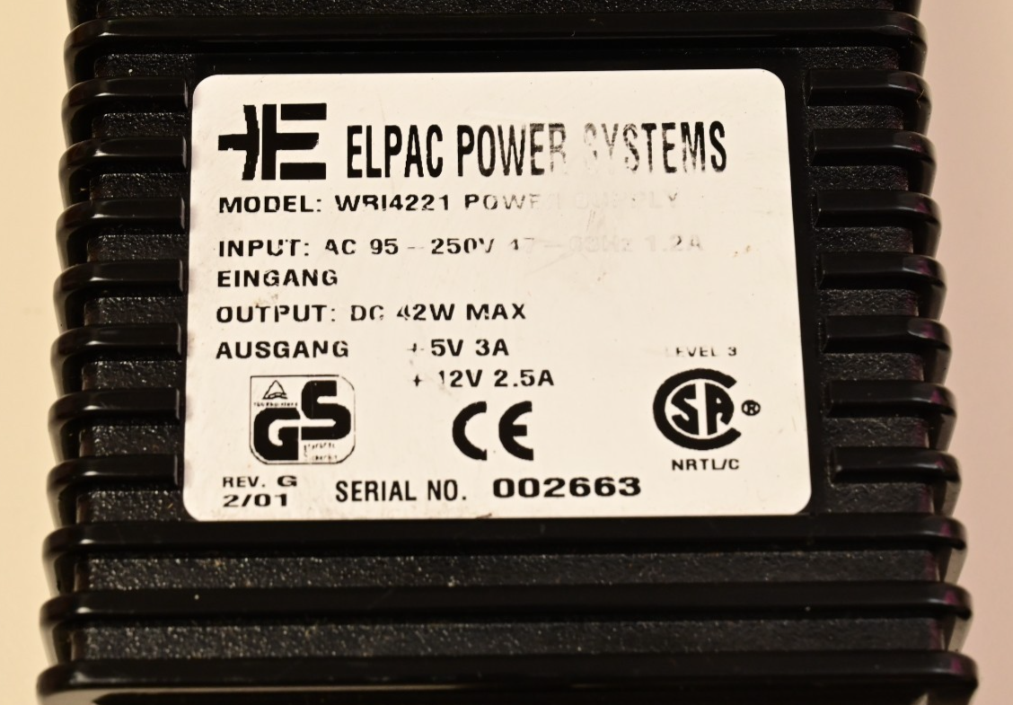 ELPAC Power Systems 42W DC Power Supply WRI4221 5V@3A 12V@2.5A DIN Conn.