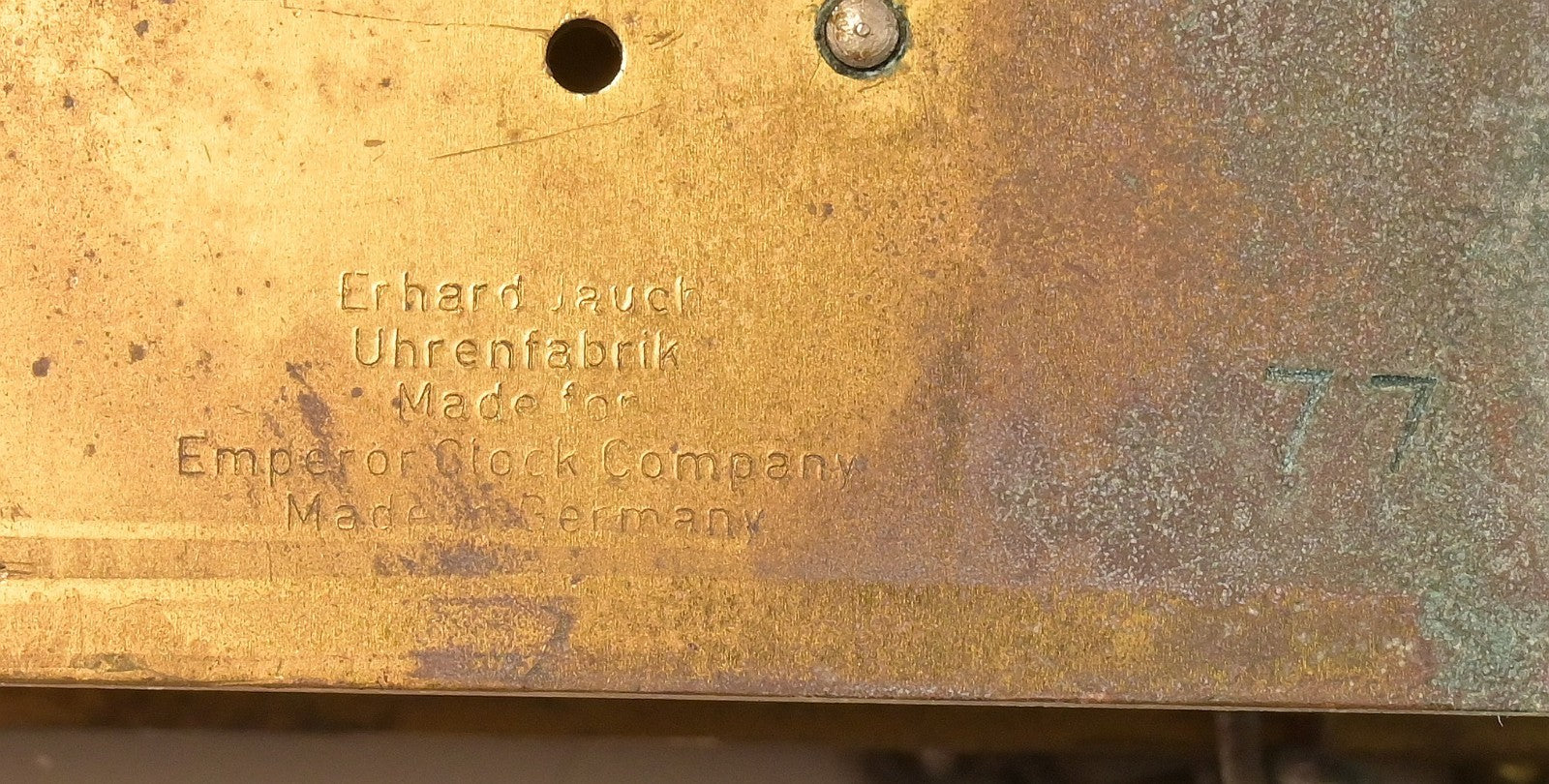 Lot of 2 Erhard Jauch Clock Movements Emporer Antique Brass Parts/Repair 4.6lbs