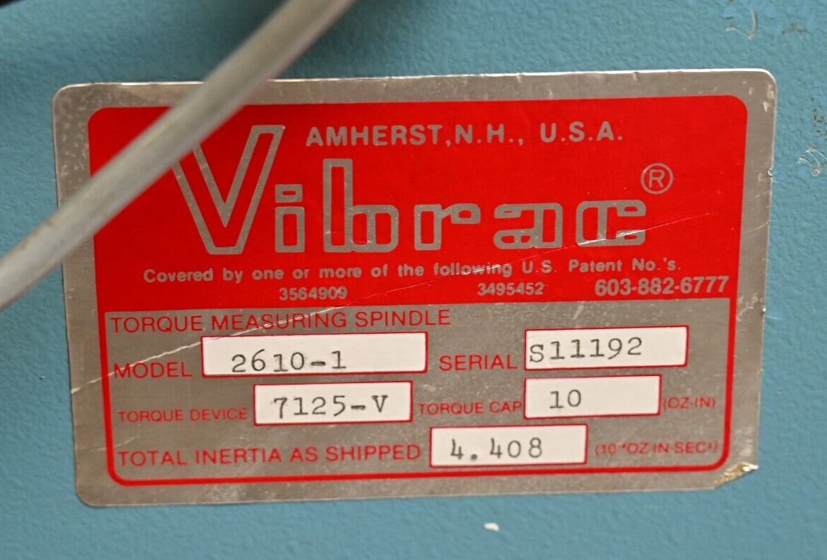 Vibrac Model 2610-1 Torque Measuring Spindle 7125-V 10 oz-in 2-Axis Stage