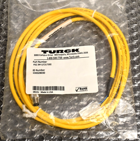 TURCK PSG 3M-2/CS17592 Sensor Cable M8 Mini-Fit Jr. Picofast Male Connector