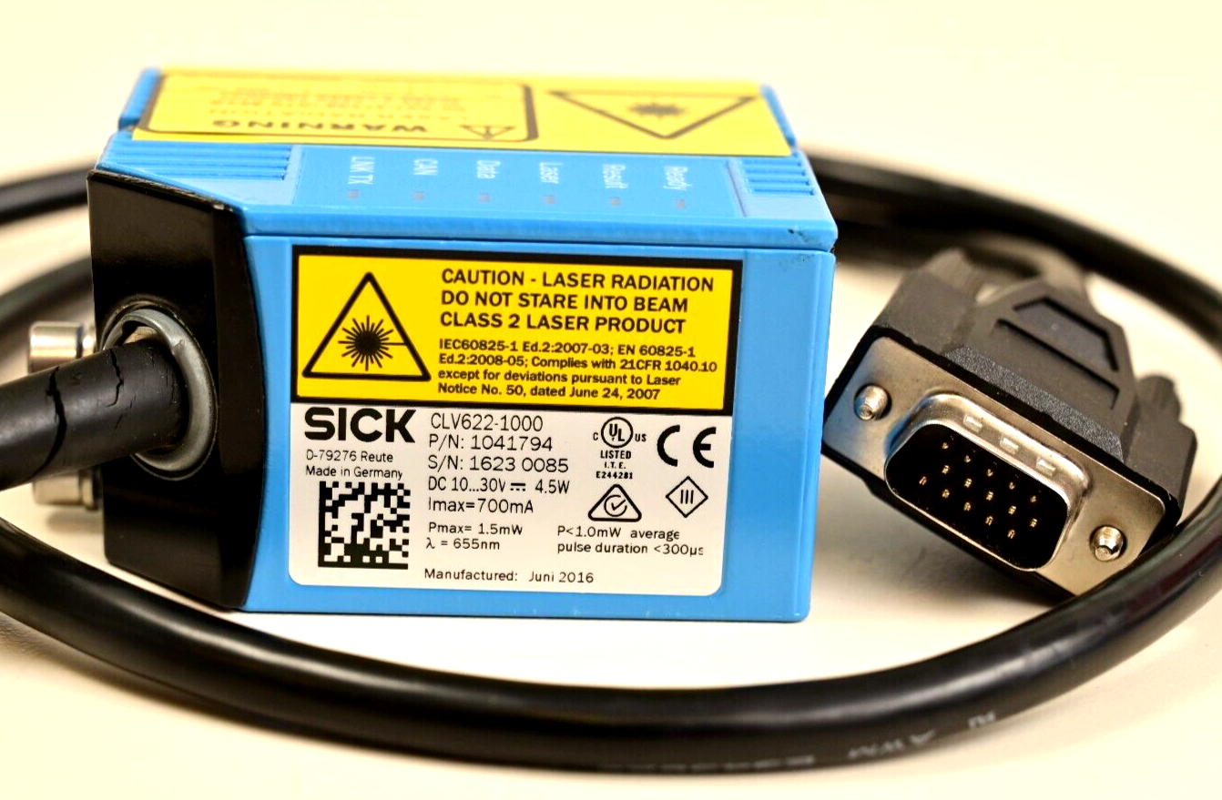 SICK CLV622-1000 Fixed Mount Barcode Scanner Industrial P/N 1041794 655nm@1.5mW