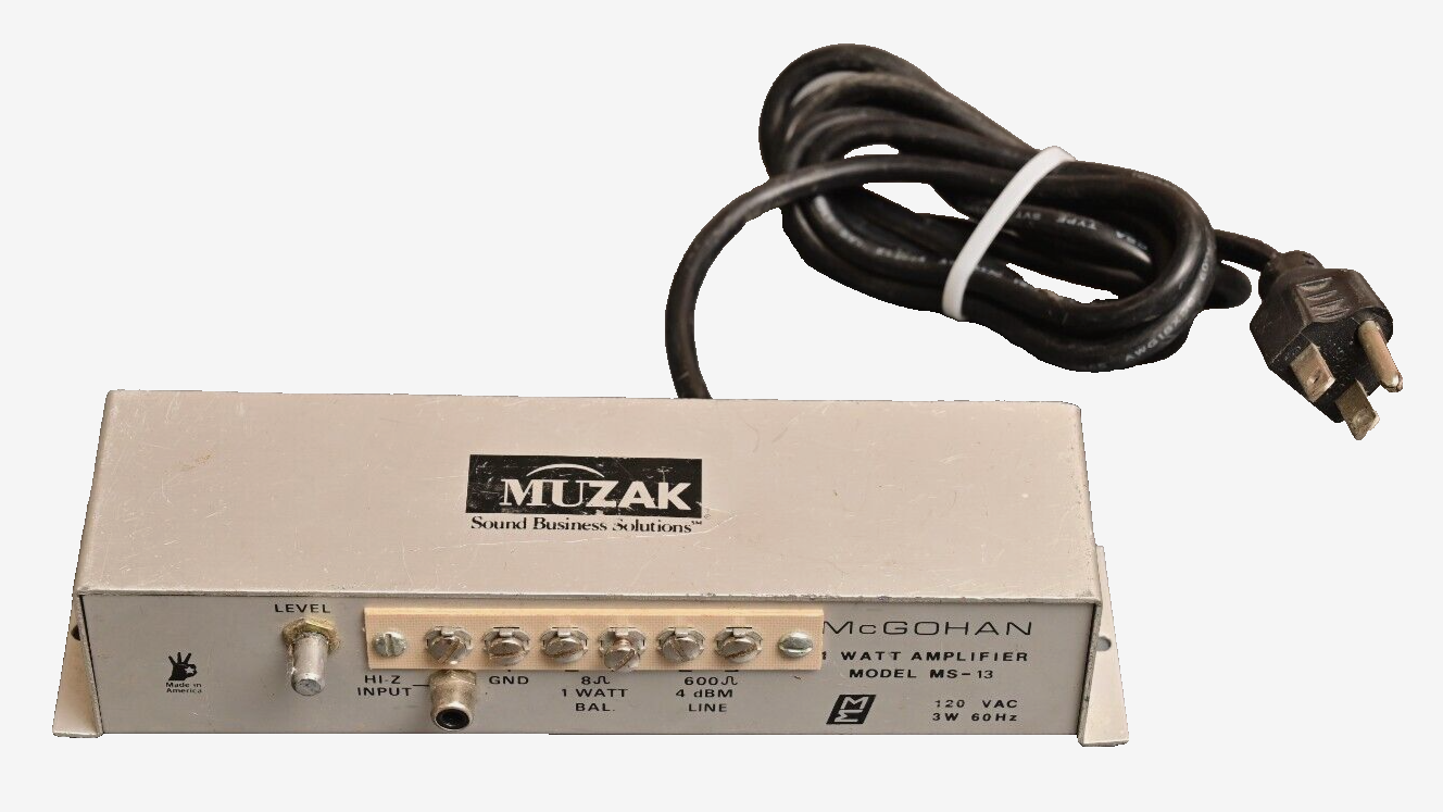 MUZAK MS-13 1W Amplifier Music on Hold McGohan Vintage