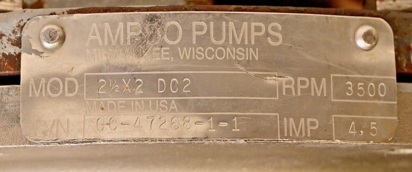 AMPCO 2½X2 DC2 Centrifugal Pump Head 316 Stainless