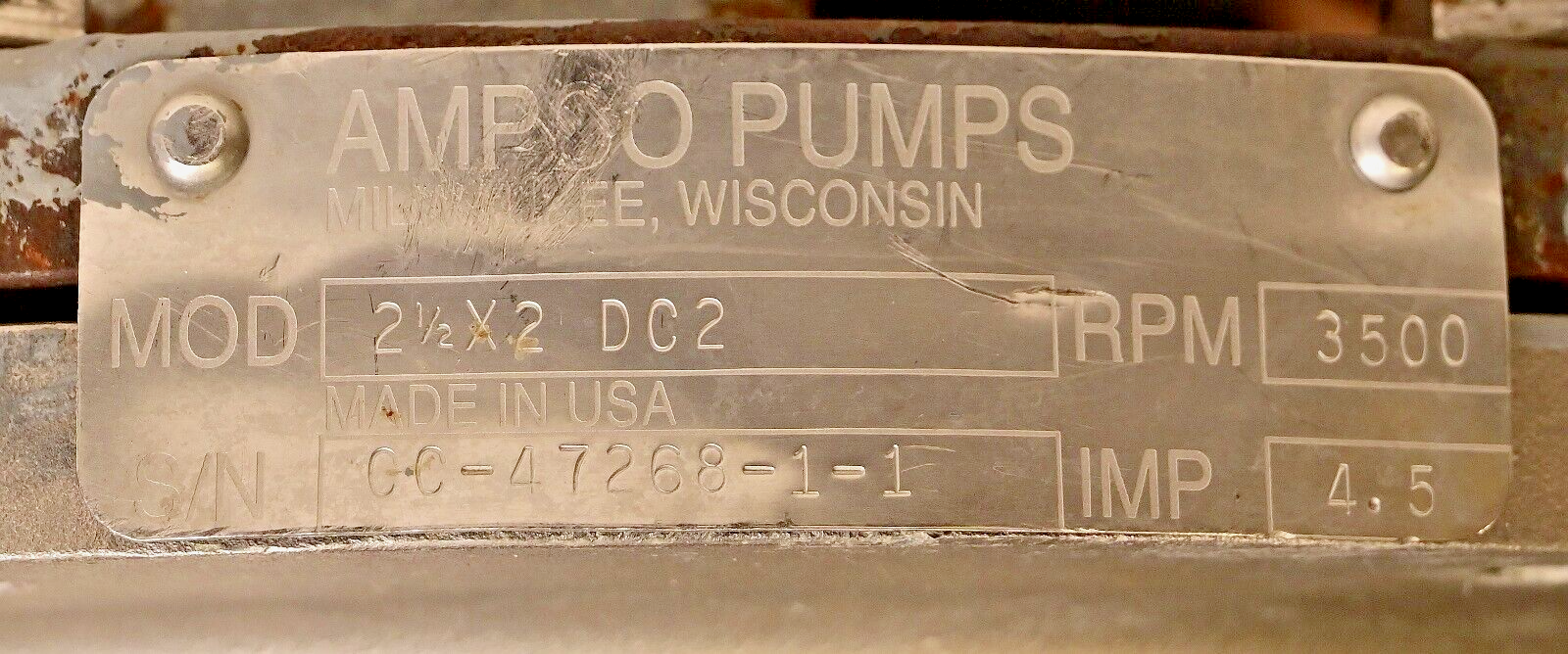 AMPCO 2½X2 DC2 Centrifugal Pump Head 316 Stainless