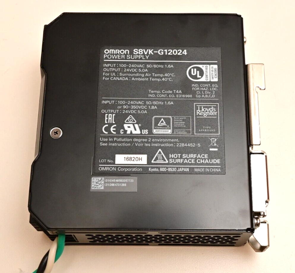 Omron 24V DC 120W Power Supply  DIN Rail w/ Short Power Cord S8VK-G12024