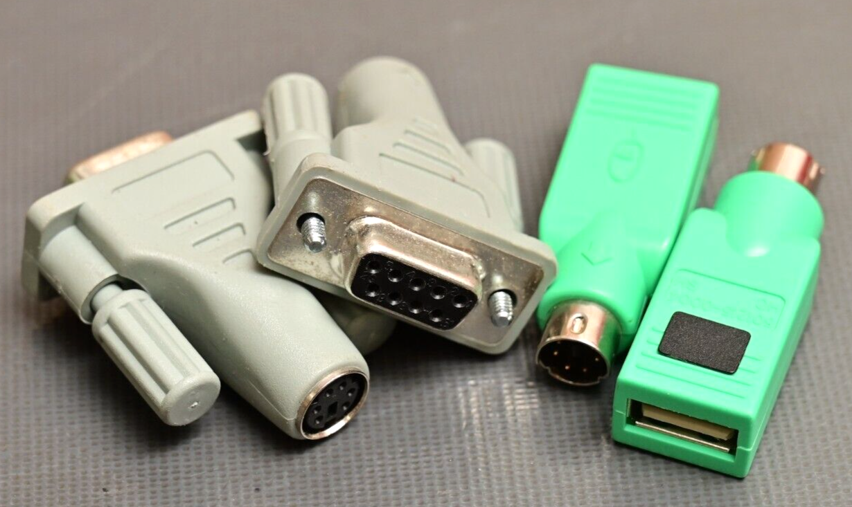 QTY 4 PS/2 Adapters USB DB9/Serial Vintage PC