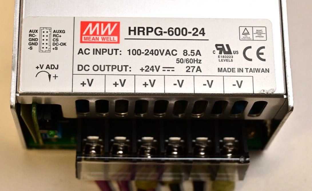 Mean Well HRPG-600-24 DC Power Supply 600W 24V@27A 100-240VAC Input