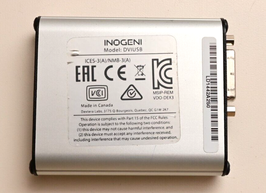 INOGENI DVIUSB HDMI/DVI to USB 3.0 Adapter 1080P50/60 w/ Audio
