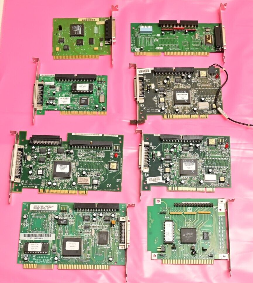 QTY 6 Vintage SCSI Cards ISA PCI Adaptec AHA-2940 AHA-2930 Seagate HP PE Logic