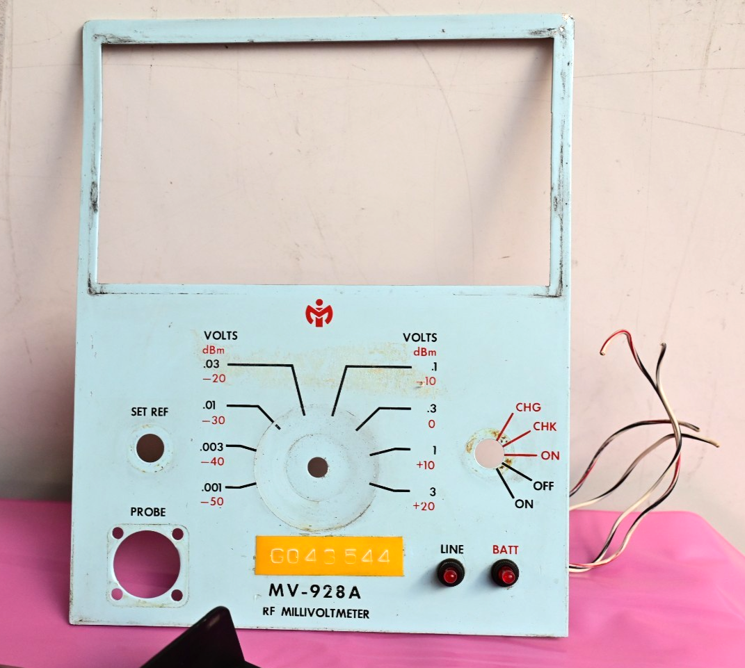 Millivac RF Voltmeter Front Panel with API Instruments 602 Analog Panel Meter