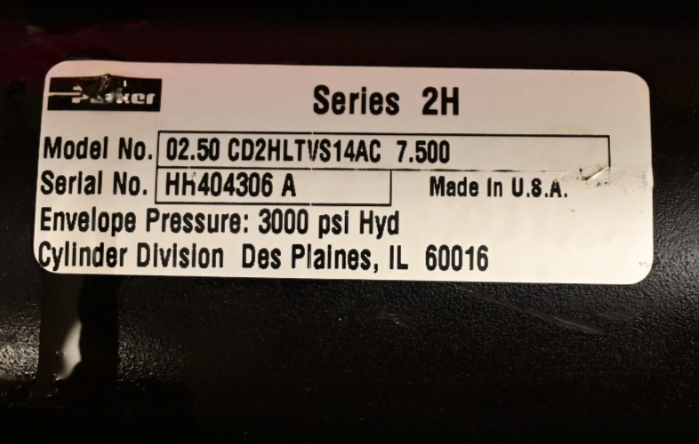 QTY 2 Parker Series 2H Hydraulic Cylinders 2.5"x7.5" 02.50 CD2HLTVS14AC 3000PSI